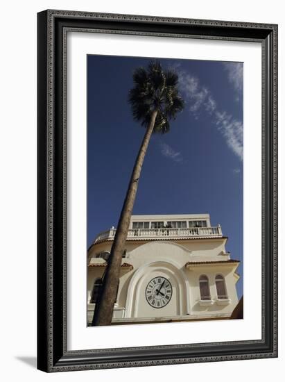 Low Angle View of Building and Palm Tree-null-Framed Photographic Print