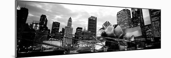 Low Angle View of Buildings Lit Up at Night, Millennium Park, Chicago, Illinois, USA-null-Mounted Photographic Print