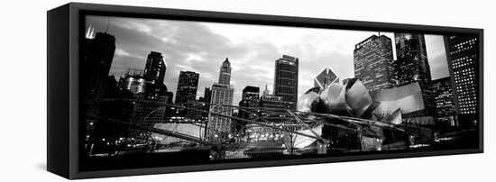 Low Angle View of Buildings Lit Up at Night, Millennium Park, Chicago, Illinois, USA-null-Framed Premier Image Canvas