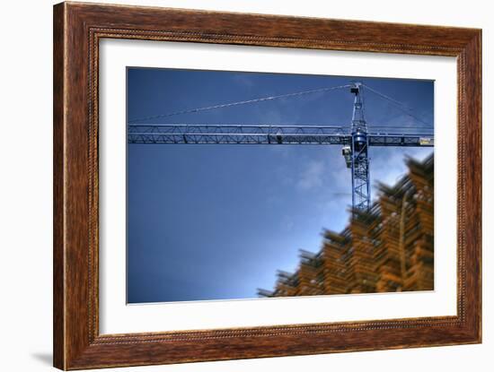 Low Angle View of Crane on Construction Site-David Barbour-Framed Photo