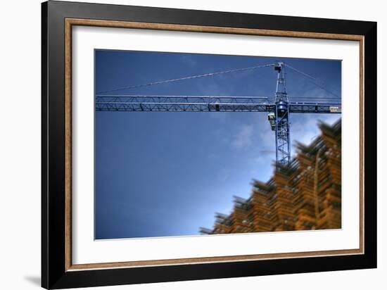 Low Angle View of Crane on Construction Site-David Barbour-Framed Photo