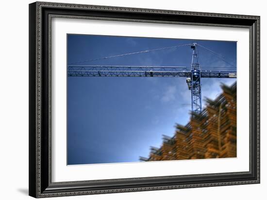 Low Angle View of Crane on Construction Site-David Barbour-Framed Photo