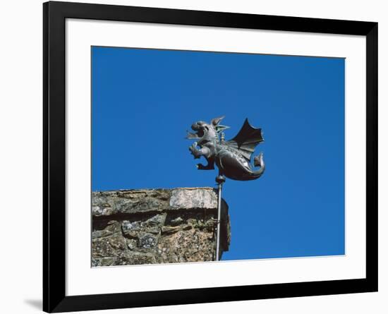 Low angle view of Girouette dragon weather vane-null-Framed Photographic Print