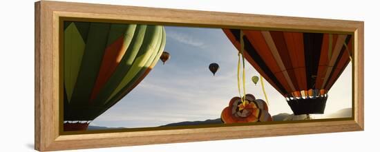 Low angle view of hot air balloons in a balloon festival, Taos Balloon Fiesta, Taos, Taos County...-null-Framed Premier Image Canvas