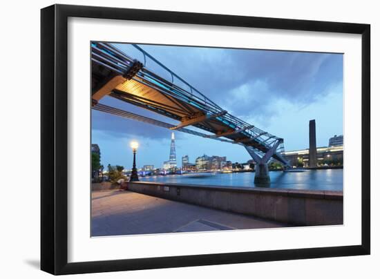 Low Angle View of Millennium Bridge, Thames River, Southwark, London, England-null-Framed Photographic Print