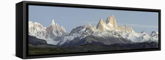 Low Angle View of Mountains, Mt Fitzroy, Cerro Torre, Argentine Glaciers National Park-null-Framed Stretched Canvas