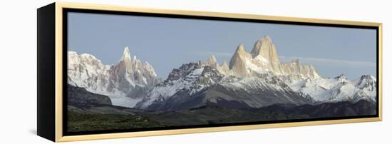 Low Angle View of Mountains, Mt Fitzroy, Cerro Torre, Argentine Glaciers National Park-null-Framed Stretched Canvas