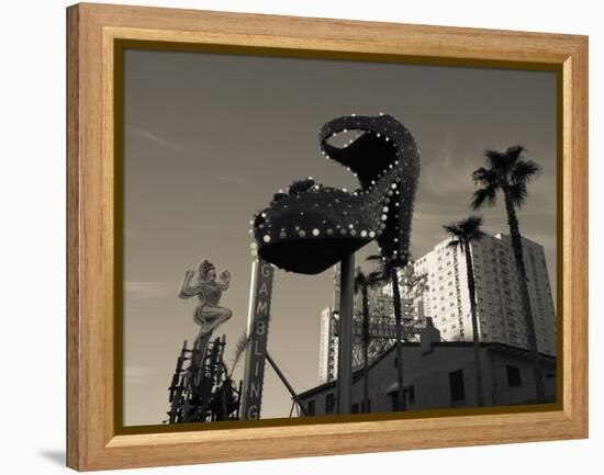 Low Angle View of Neon Signs of a Casino, Fremont Street, the Strip, Las Vegas, Nevada, USA-null-Framed Premier Image Canvas