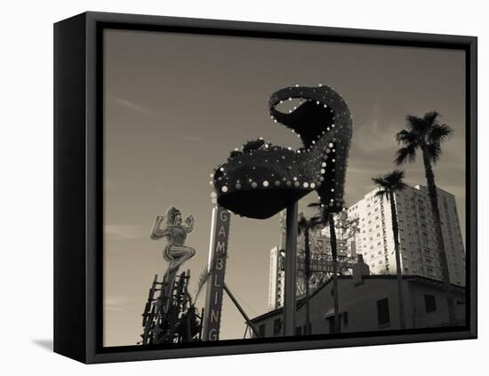 Low Angle View of Neon Signs of a Casino, Fremont Street, the Strip, Las Vegas, Nevada, USA-null-Framed Premier Image Canvas