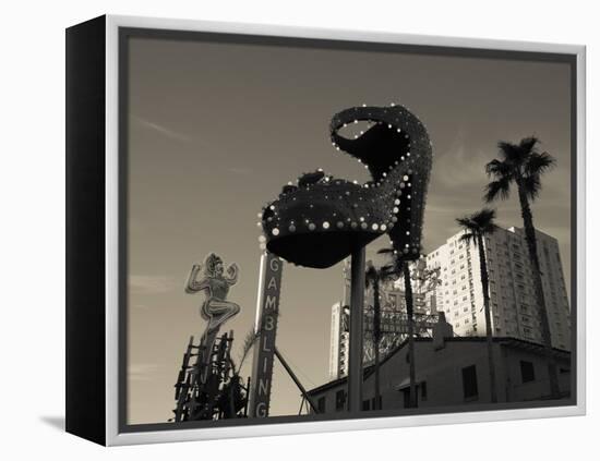 Low Angle View of Neon Signs of a Casino, Fremont Street, the Strip, Las Vegas, Nevada, USA-null-Framed Premier Image Canvas