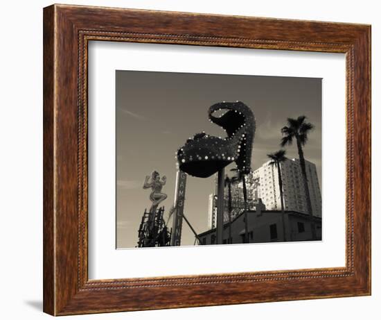 Low Angle View of Neon Signs of a Casino, Fremont Street, the Strip, Las Vegas, Nevada, USA-null-Framed Photographic Print