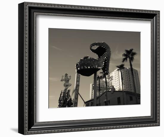 Low Angle View of Neon Signs of a Casino, Fremont Street, the Strip, Las Vegas, Nevada, USA-null-Framed Photographic Print