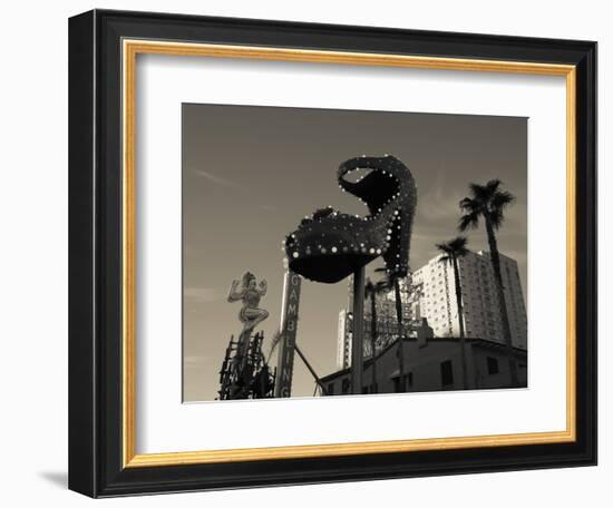Low Angle View of Neon Signs of a Casino, Fremont Street, the Strip, Las Vegas, Nevada, USA-null-Framed Photographic Print