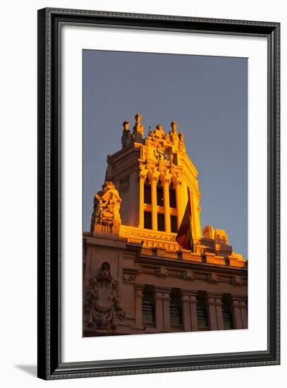 Low angle view of Post office building, Palace of Communication, Plaza De Cibeles, Madrid, Spain-null-Framed Photographic Print