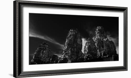 Low angle view of ruins of carved stone faces in temple, Serenity of the Stone Faces, Prasat Bay...-Panoramic Images-Framed Photographic Print