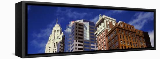 Low angle view of skyscrapers, Columbus, Ohio, USA-null-Framed Premier Image Canvas