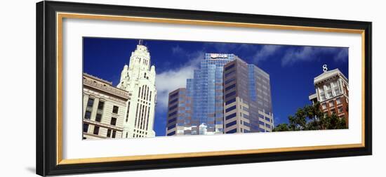 Low angle view of skyscrapers, Columbus, Ohio, USA-null-Framed Photographic Print