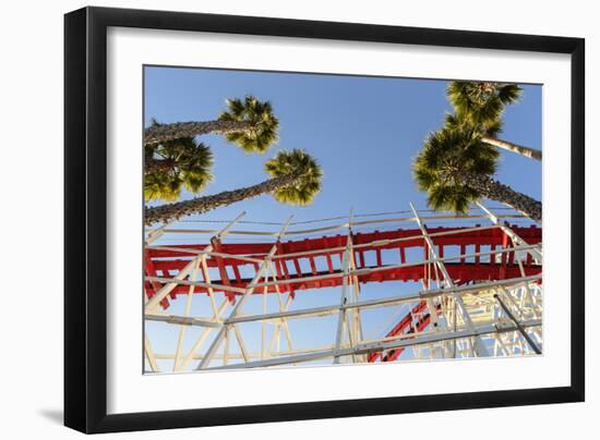 Low Angle View Of The Giant Dipper Roller Coaster Ride At The Santa Cruz Beach Boardwalk In CA-Ron Koeberer-Framed Photographic Print