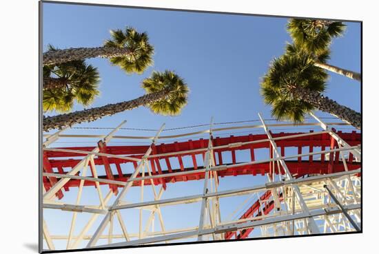 Low Angle View Of The Giant Dipper Roller Coaster Ride At The Santa Cruz Beach Boardwalk In CA-Ron Koeberer-Mounted Photographic Print