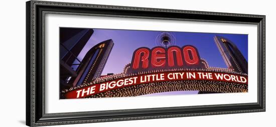 Low Angle View of the Reno Arch at Dusk, Virginia Street, Reno, Nevada, USA-null-Framed Photographic Print