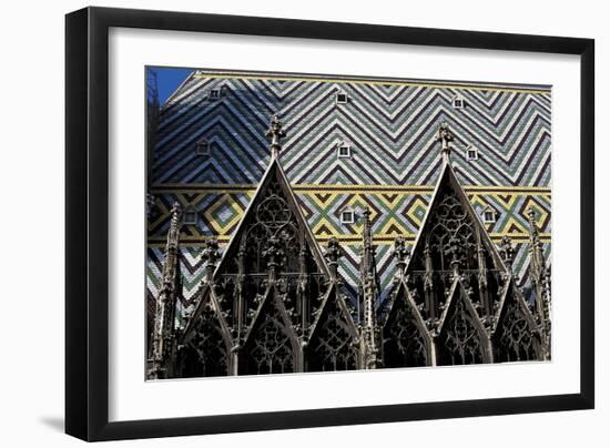 Low Angle View of the Tiled Roof of a Church, St Stephens Cathedral, Vienna, Austria-null-Framed Giclee Print