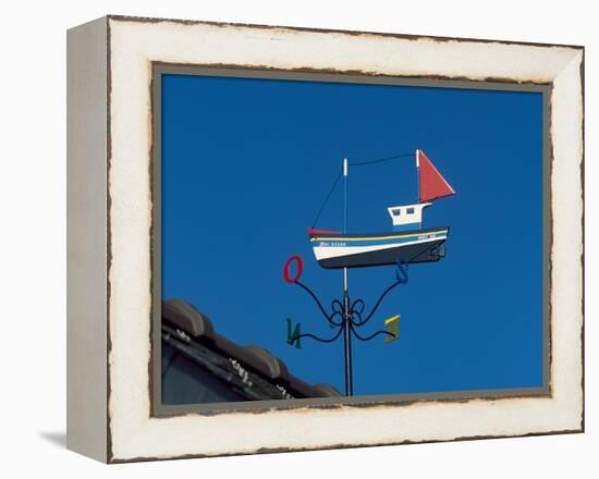 Low angle view of weather vane, Creac'h Lighthouse, Ushant Island, Finistere, Brittany, France-null-Framed Premier Image Canvas