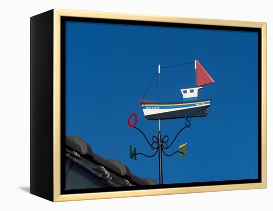 Low angle view of weather vane, Creac'h Lighthouse, Ushant Island, Finistere, Brittany, France-null-Framed Premier Image Canvas