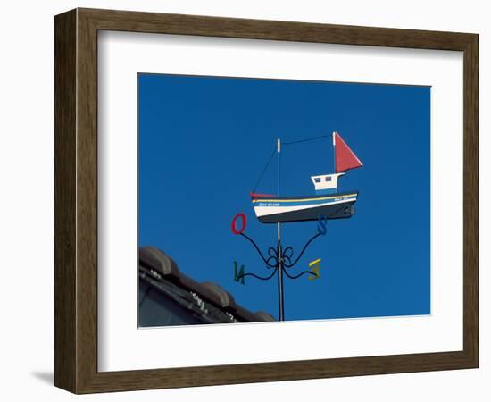 Low angle view of weather vane, Creac'h Lighthouse, Ushant Island, Finistere, Brittany, France-null-Framed Photographic Print