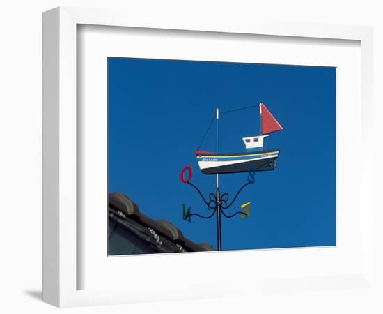 Low angle view of weather vane, Creac'h Lighthouse, Ushant Island, Finistere, Brittany, France-null-Framed Photographic Print