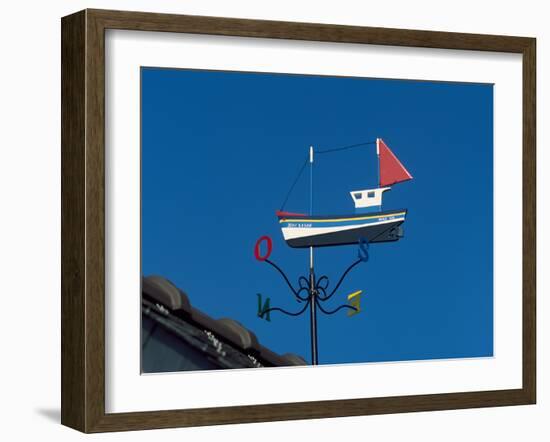 Low angle view of weather vane, Creac'h Lighthouse, Ushant Island, Finistere, Brittany, France-null-Framed Photographic Print