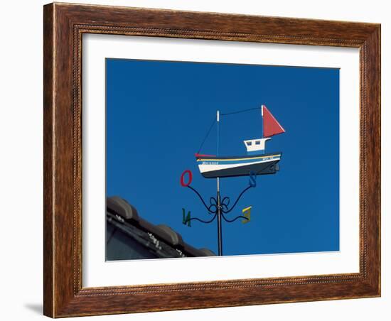 Low angle view of weather vane, Creac'h Lighthouse, Ushant Island, Finistere, Brittany, France-null-Framed Photographic Print