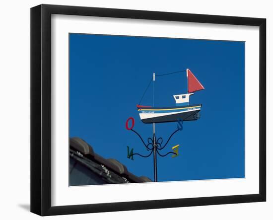 Low angle view of weather vane, Creac'h Lighthouse, Ushant Island, Finistere, Brittany, France-null-Framed Photographic Print