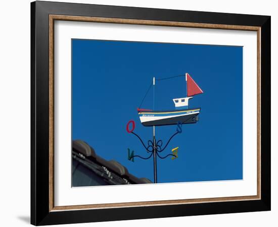 Low angle view of weather vane, Creac'h Lighthouse, Ushant Island, Finistere, Brittany, France-null-Framed Photographic Print