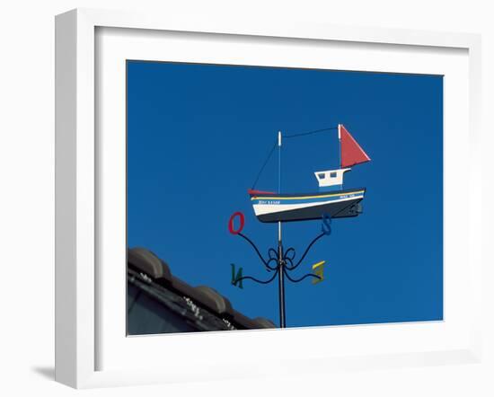 Low angle view of weather vane, Creac'h Lighthouse, Ushant Island, Finistere, Brittany, France-null-Framed Photographic Print