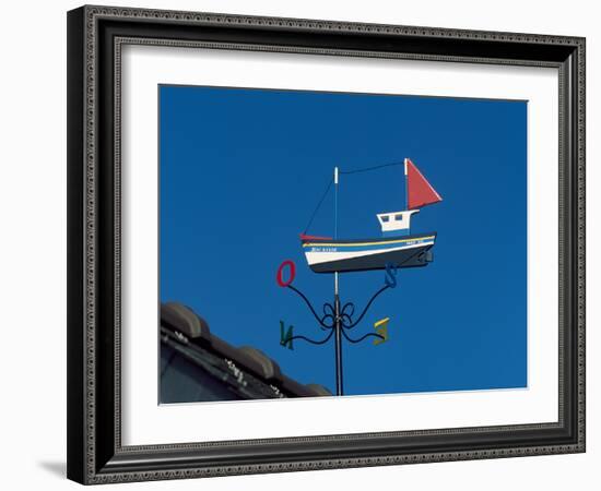 Low angle view of weather vane, Creac'h Lighthouse, Ushant Island, Finistere, Brittany, France-null-Framed Photographic Print