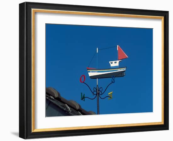 Low angle view of weather vane, Creac'h Lighthouse, Ushant Island, Finistere, Brittany, France-null-Framed Photographic Print