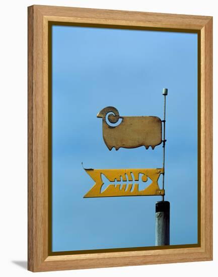 Low angle view of weather vane-null-Framed Premier Image Canvas