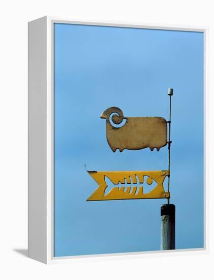 Low angle view of weather vane-null-Framed Premier Image Canvas