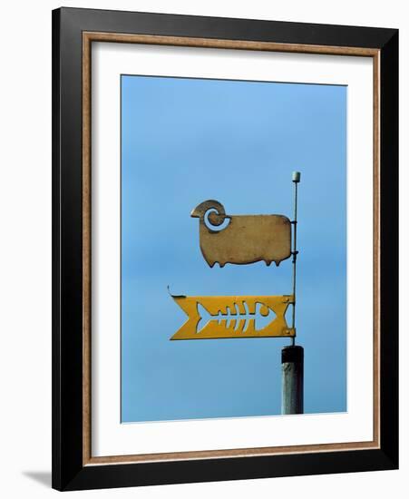 Low angle view of weather vane-null-Framed Photographic Print