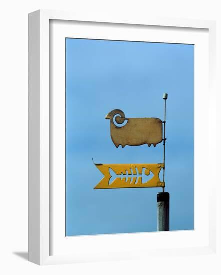 Low angle view of weather vane-null-Framed Photographic Print