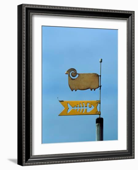 Low angle view of weather vane-null-Framed Photographic Print