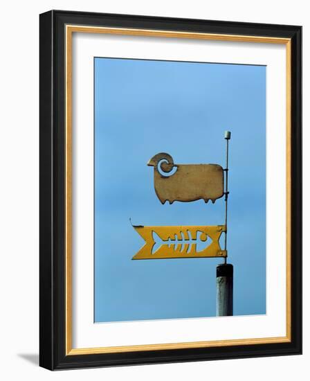 Low angle view of weather vane-null-Framed Photographic Print