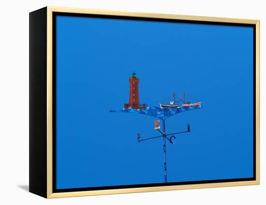 Low angle view of weather vane-null-Framed Premier Image Canvas