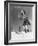 Low Angle View of Young Woman Skiing-null-Framed Photo