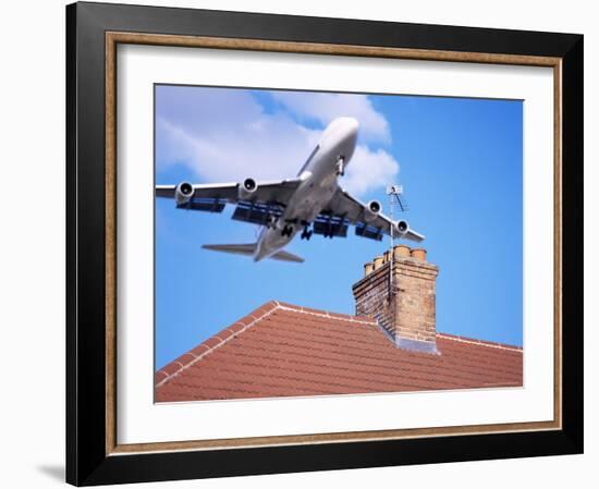 Low-Flying Aircraft Over Rooftops Near London Heathrow Airport, Greater London, England-Mark Mawson-Framed Photographic Print