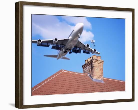 Low-Flying Aircraft Over Rooftops Near London Heathrow Airport, Greater London, England-Mark Mawson-Framed Photographic Print