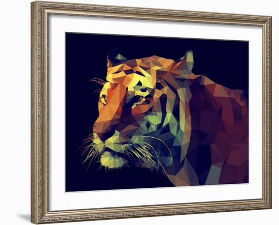 Low Poly Design. Tiger Illustration.-Kundra-Framed Art Print