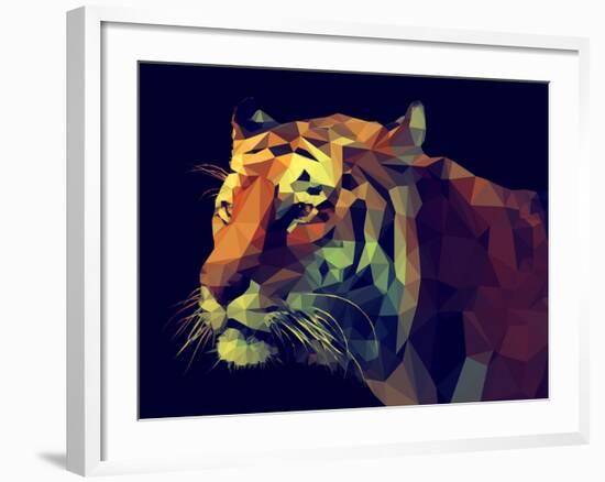 Low Poly Design. Tiger Illustration.-Kundra-Framed Art Print