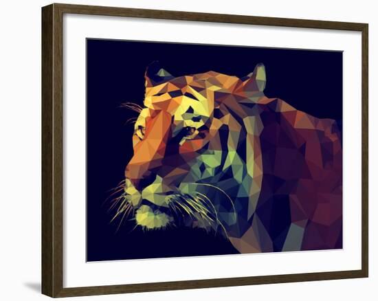 Low Poly Design. Tiger Illustration.-Kundra-Framed Art Print