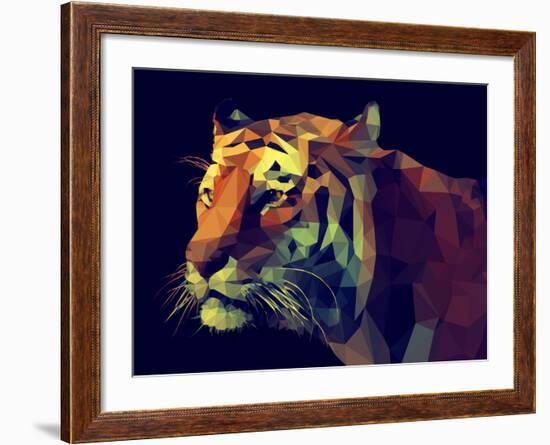 Low Poly Design. Tiger Illustration.-Kundra-Framed Art Print